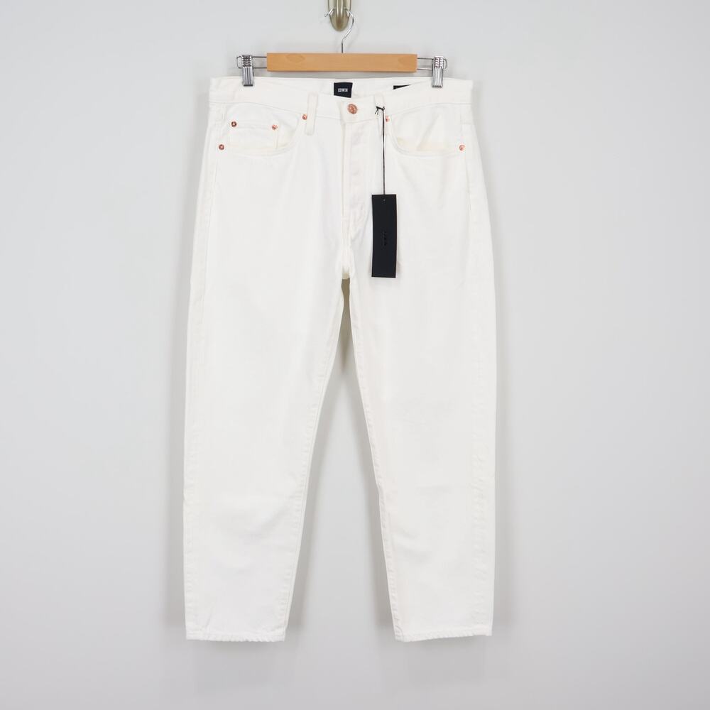 NWT Edwin Hana Classic Straight Crop Button-Fly Denim Jean White Noise Size 31